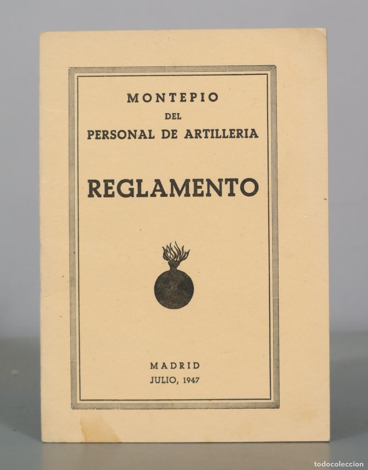 Libros de segunda mano: Reglamento del Montepio del Personal de Artilleria