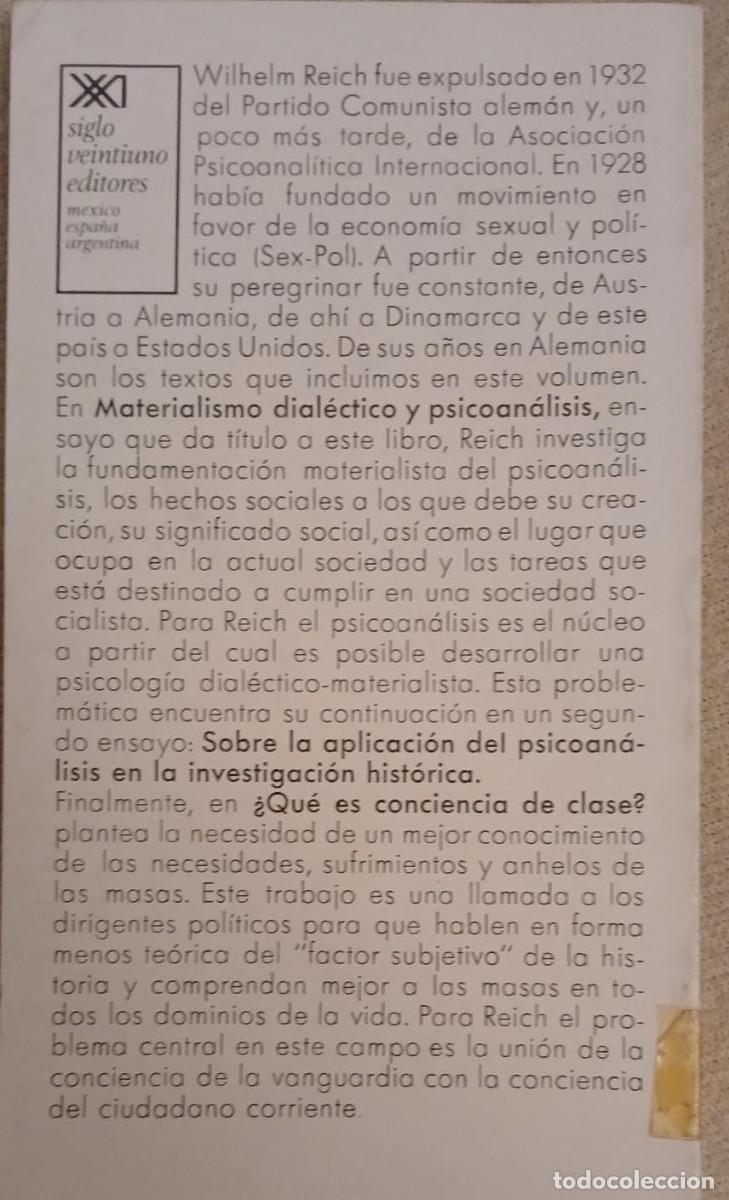 Libros de segunda mano: MATERIALISMO DIALECTICO Y PSICOANALISIS - WILHELM REICH - Foto 2
