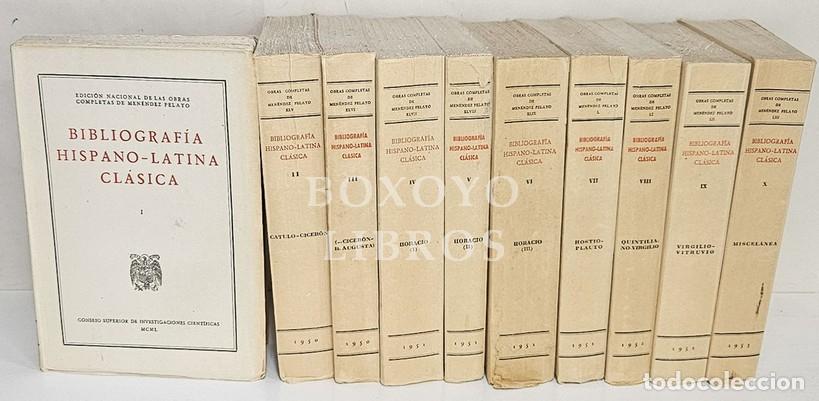 Libros de segunda mano: MEN&Eacute;NDEZ PELAYO, Marcelino. Bibliograf&iacute;a hispano-latina cl&aacute;sica. 10 tomos (Obra completa)