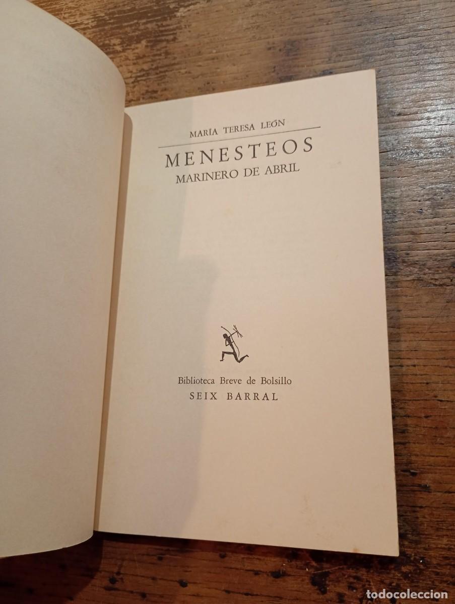 Libros de segunda mano: Menesteos, marinero de abril; M. T. Le&oacute;n - Foto 2