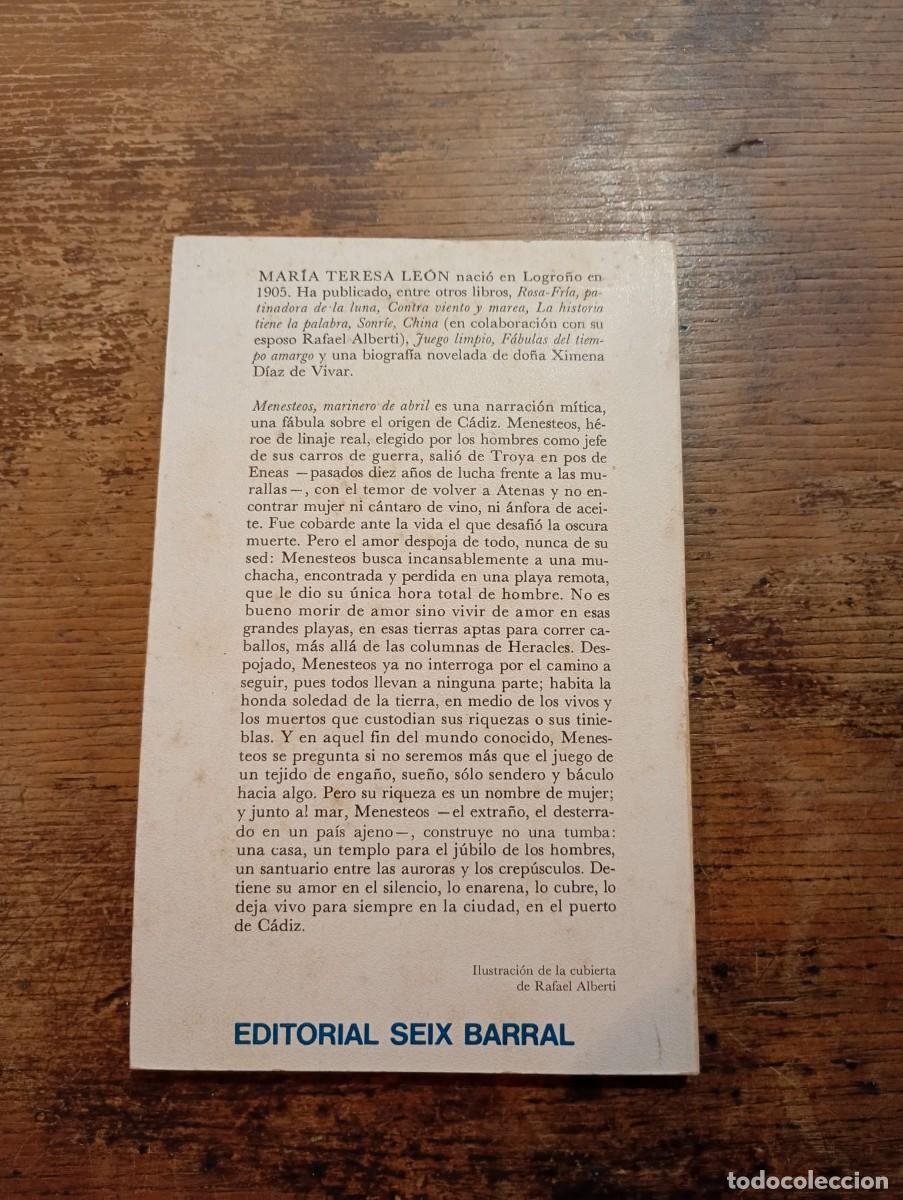 Libros de segunda mano: Menesteos, marinero de abril; M. T. Le&oacute;n - Foto 6