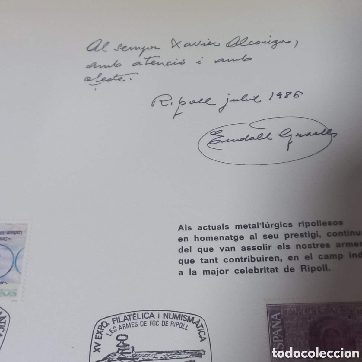 Libros de segunda mano: LES ARMES DE FOC DE RIPOLL, EUDALD GRAELLS, PRIMERA EDICI&Oacute;N 1974. FIRMADO POR EL AUTOR