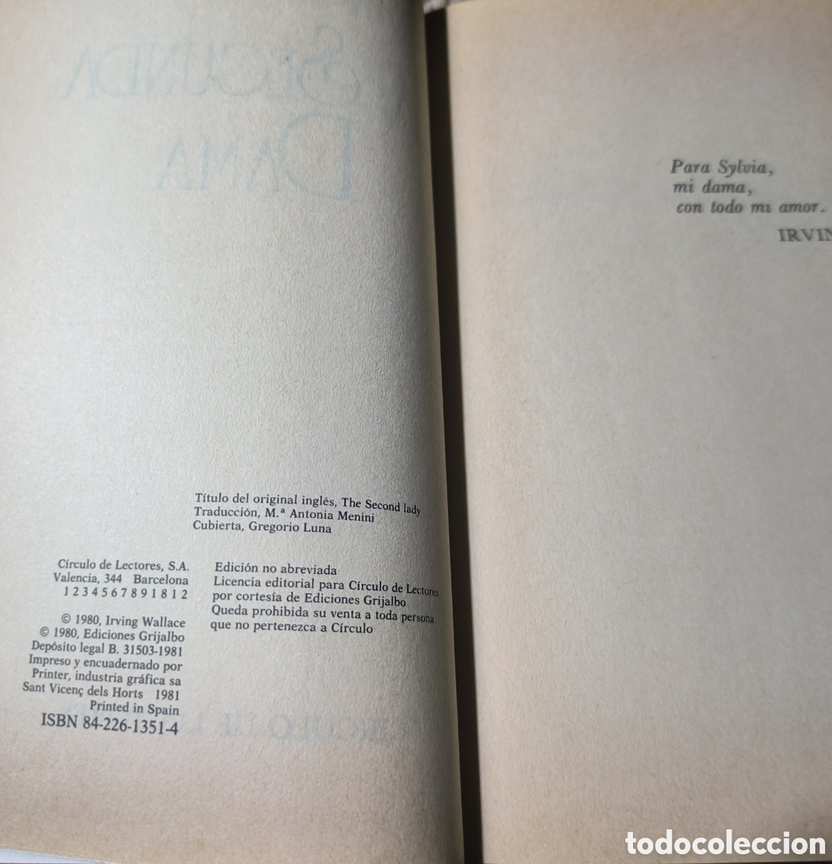 Libros de segunda mano: La segunda dama (Irving Wallace) - Foto 3