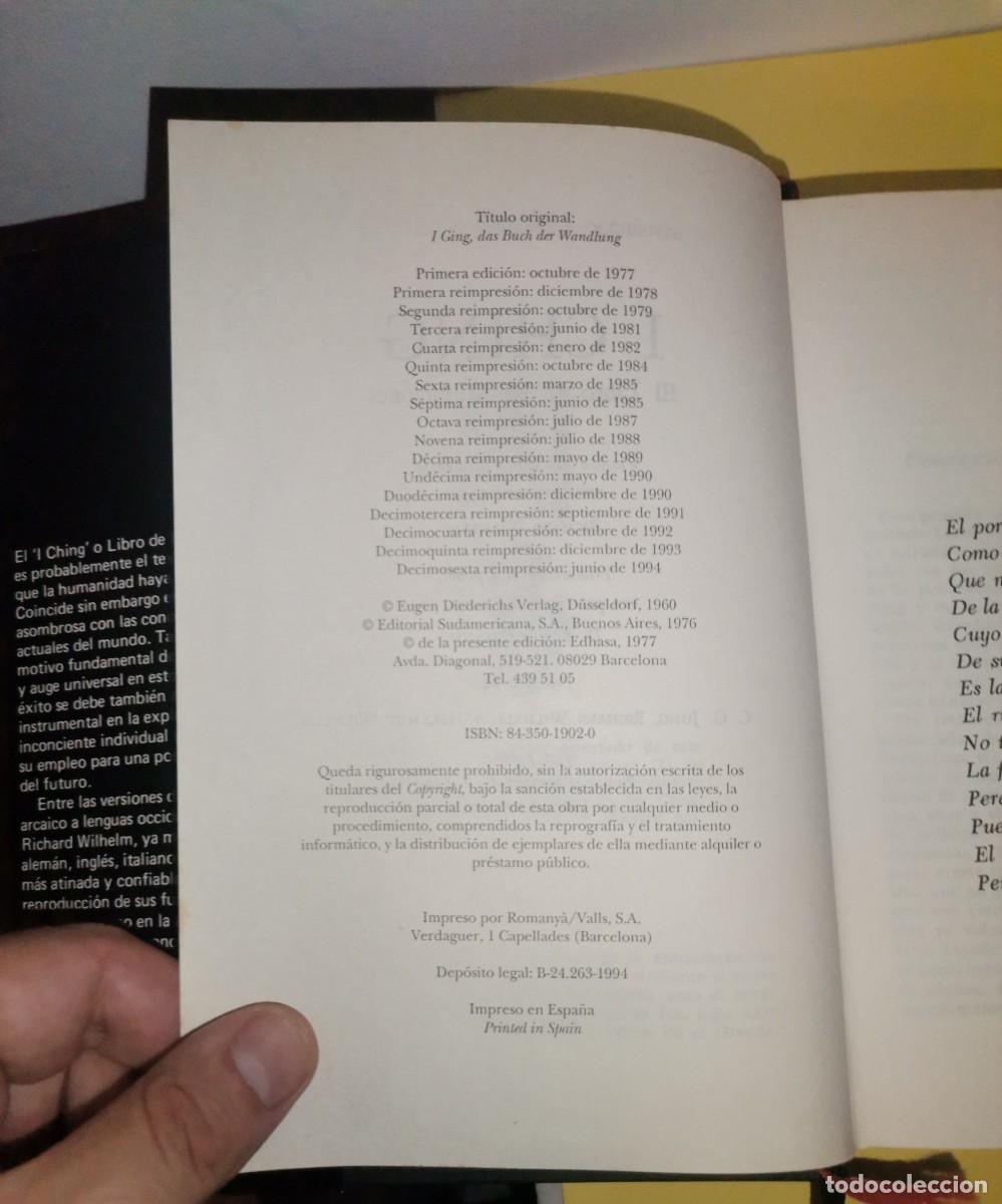 Libros de segunda mano: I ching. El libro de las mutaciones . Richard Wilhelm. Edhasa 1977, 1994 - Foto 8