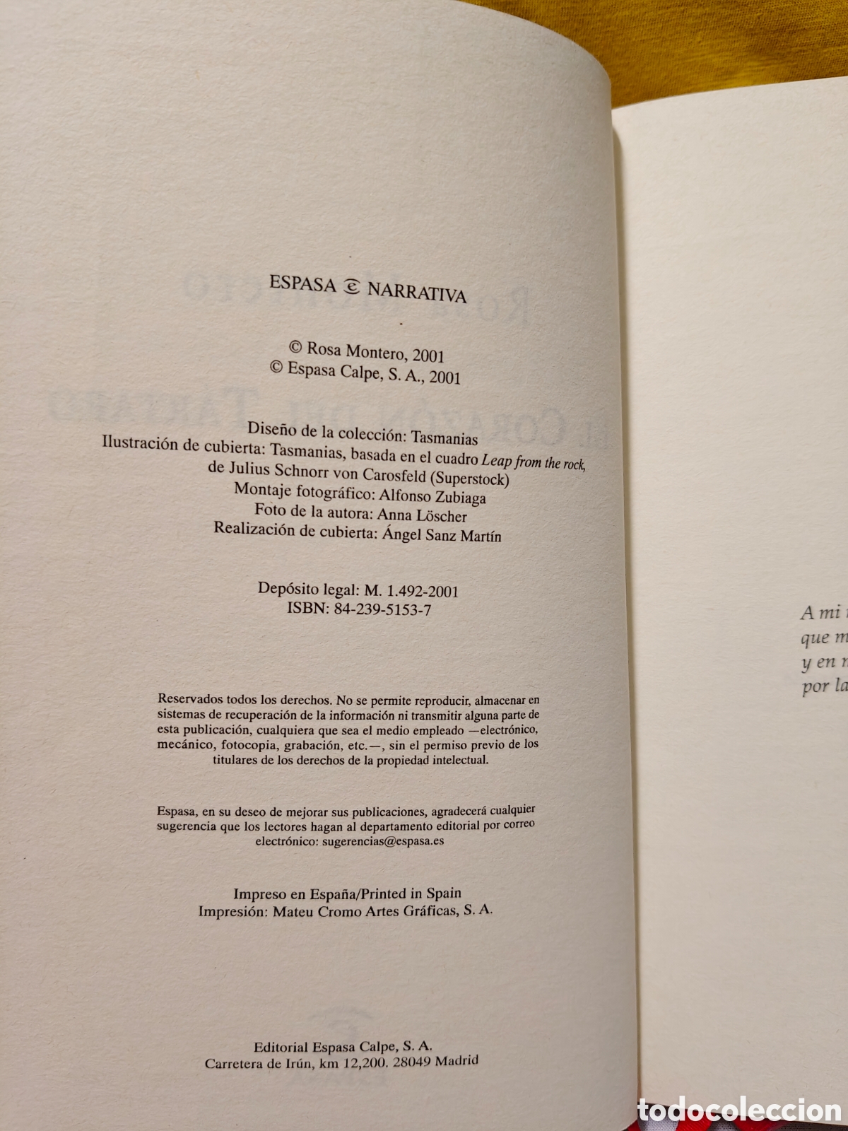 Libros de segunda mano: El coraz&oacute;n del T&aacute;rtaro, Rosa montero - Foto 3