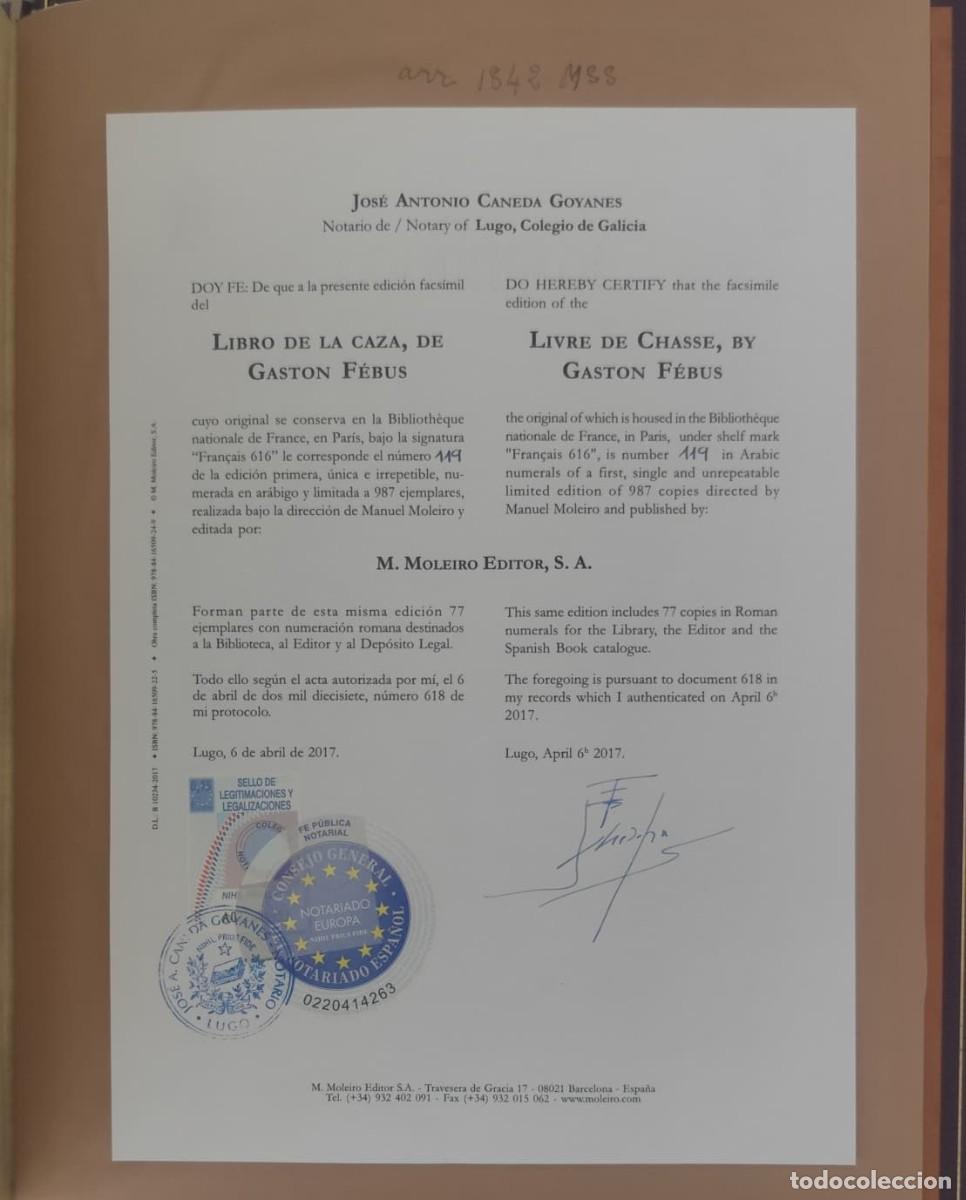Libros de segunda mano: Libro de la caza, Gaston F&eacute;bus, facsimil Moleiro. Chasse de Gaston Phoebus Comte de Foix - Foto 2