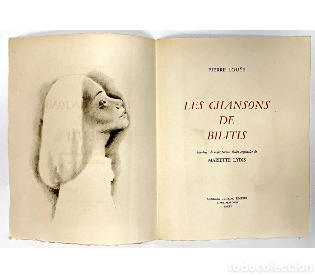 Libros de segunda mano: LOU&Yuml;S-Chansons de Bilitis - Guillot - Lydis con 20 grabados originales 1 de los 50 ejemplares Arches