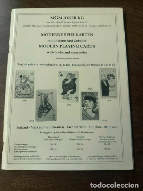 Libros de segunda mano: Cat&aacute;logo MGM Joker KG Moderne Spielkarten barajas modernas con literatura