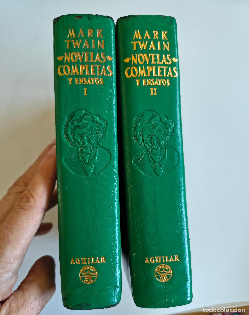 Libros de segunda mano: Obras Completas de Mark Twain, Primera Edici&oacute;n de Aguilar, Encuadernados en piel verde