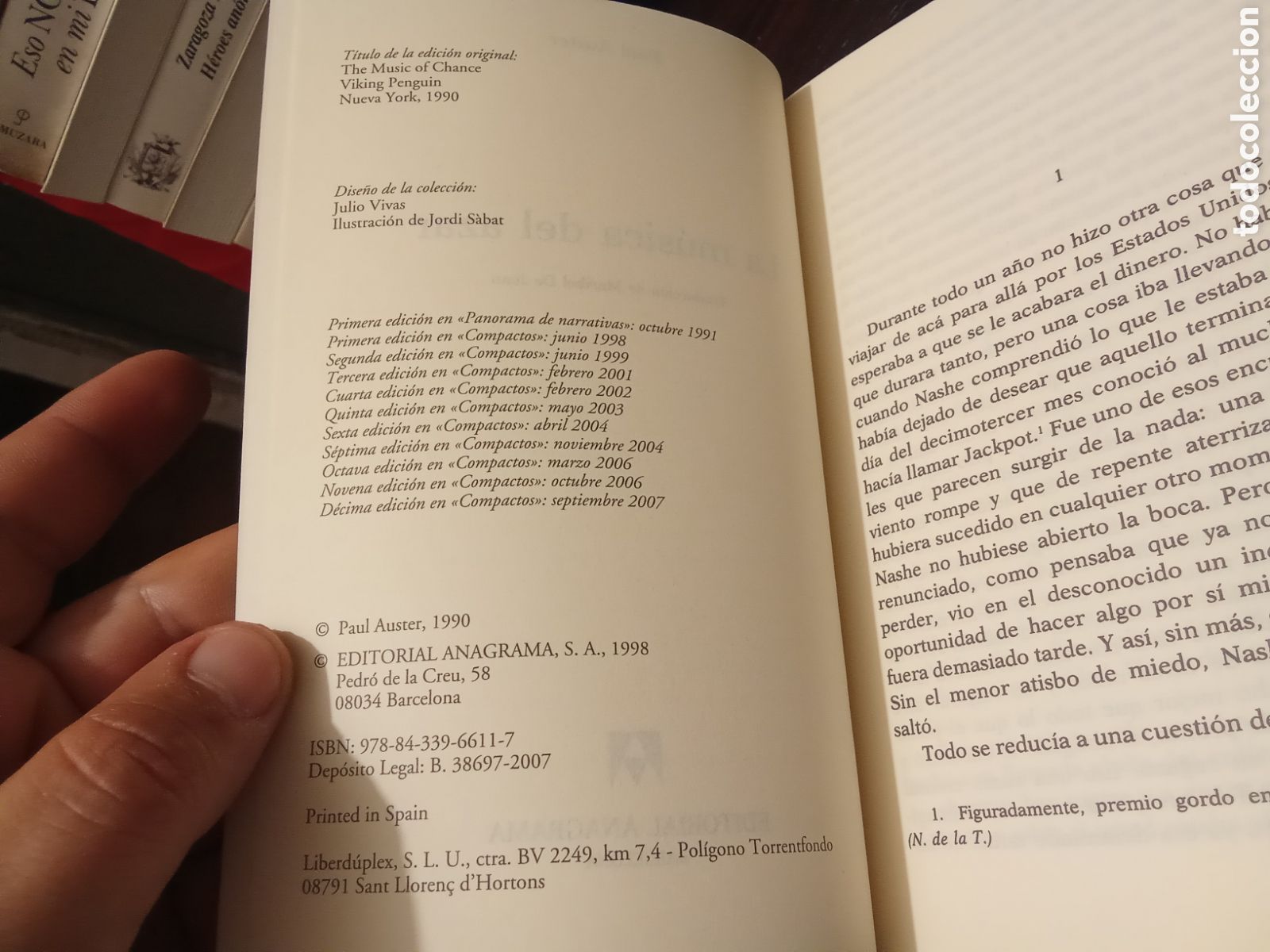 Libros de segunda mano: Paul Auster - La m&uacute;sica del azar COMPACTOS ANAGRAMA - Foto 6