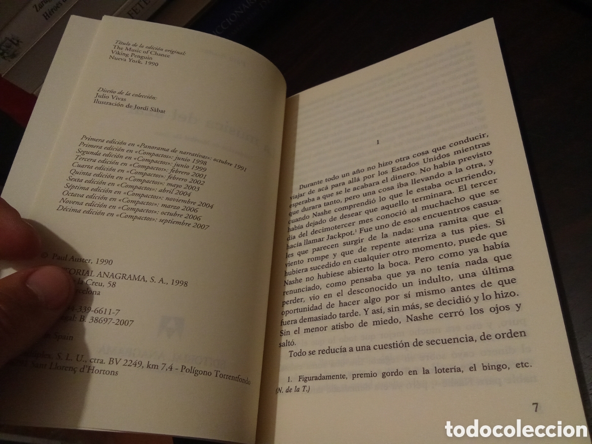 Libros de segunda mano: Paul Auster - La m&uacute;sica del azar COMPACTOS ANAGRAMA - Foto 7