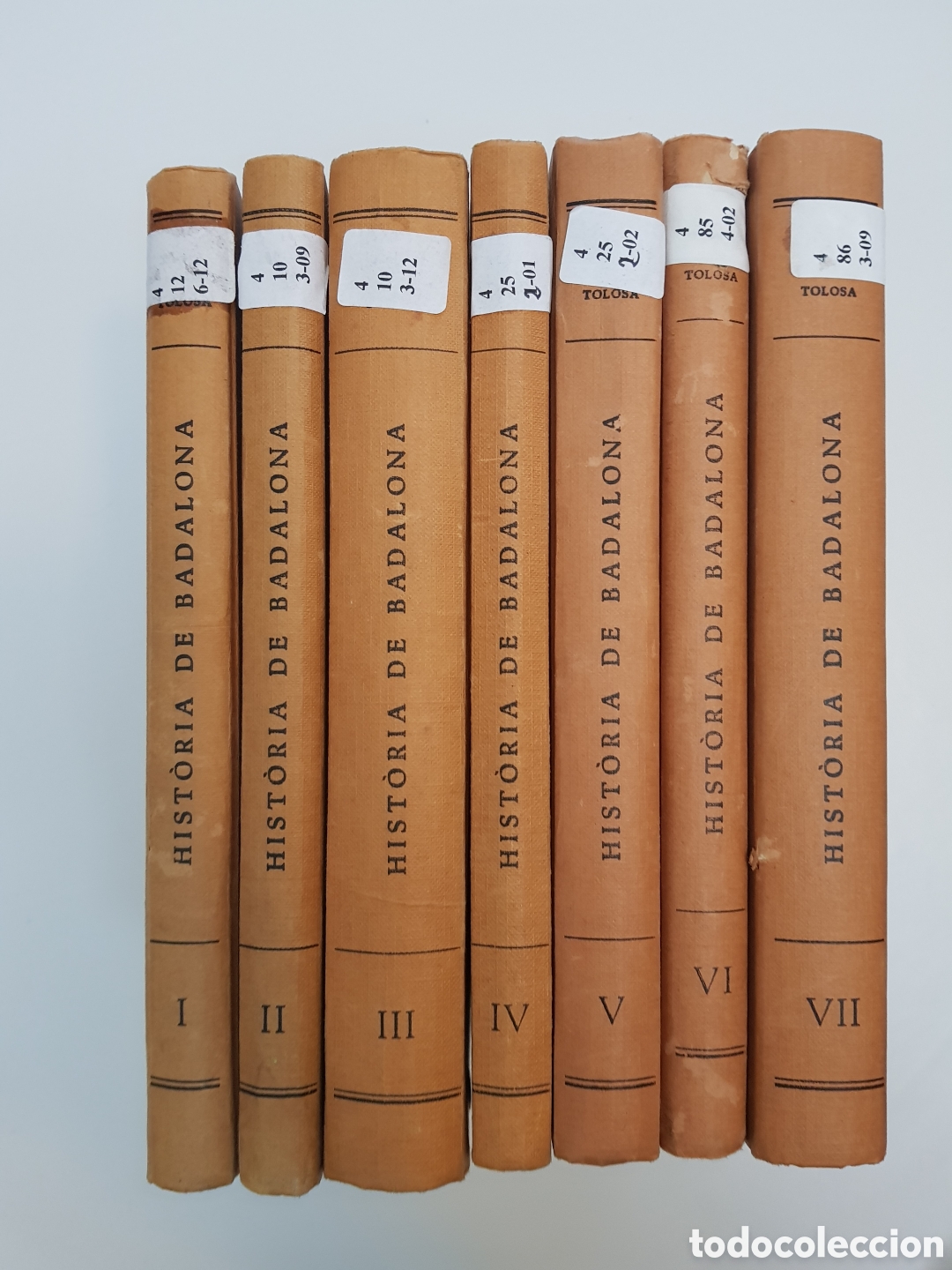 Libros de segunda mano: Hist&ograve;ria de Badalona. Josep M.&ordf; Cuy&aacute;s i Tolosa . 7 Tomos