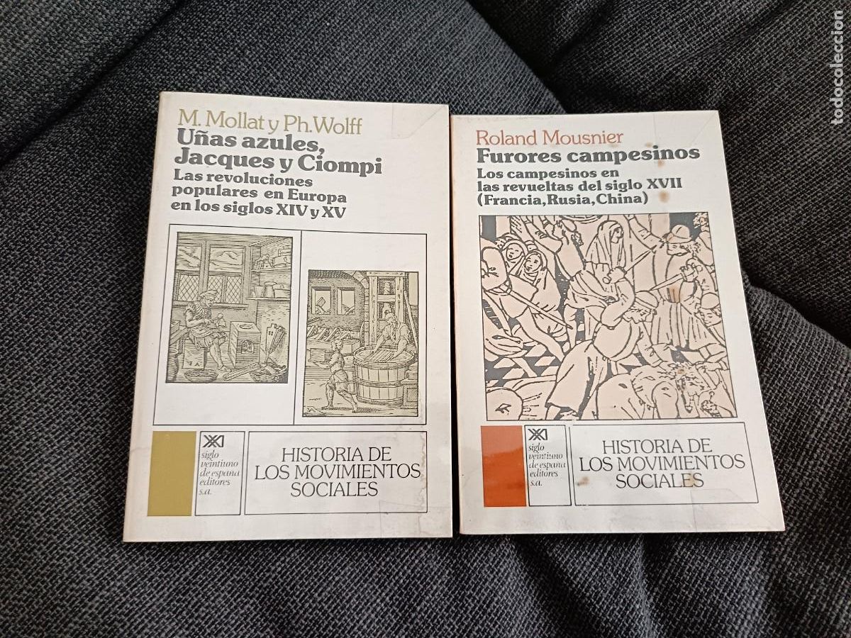 Libros de segunda mano: Lote de 2 libros Historia de los movimientos sociales. U&ntilde;as azules, Jacques y Ciompi. Siglo XXI