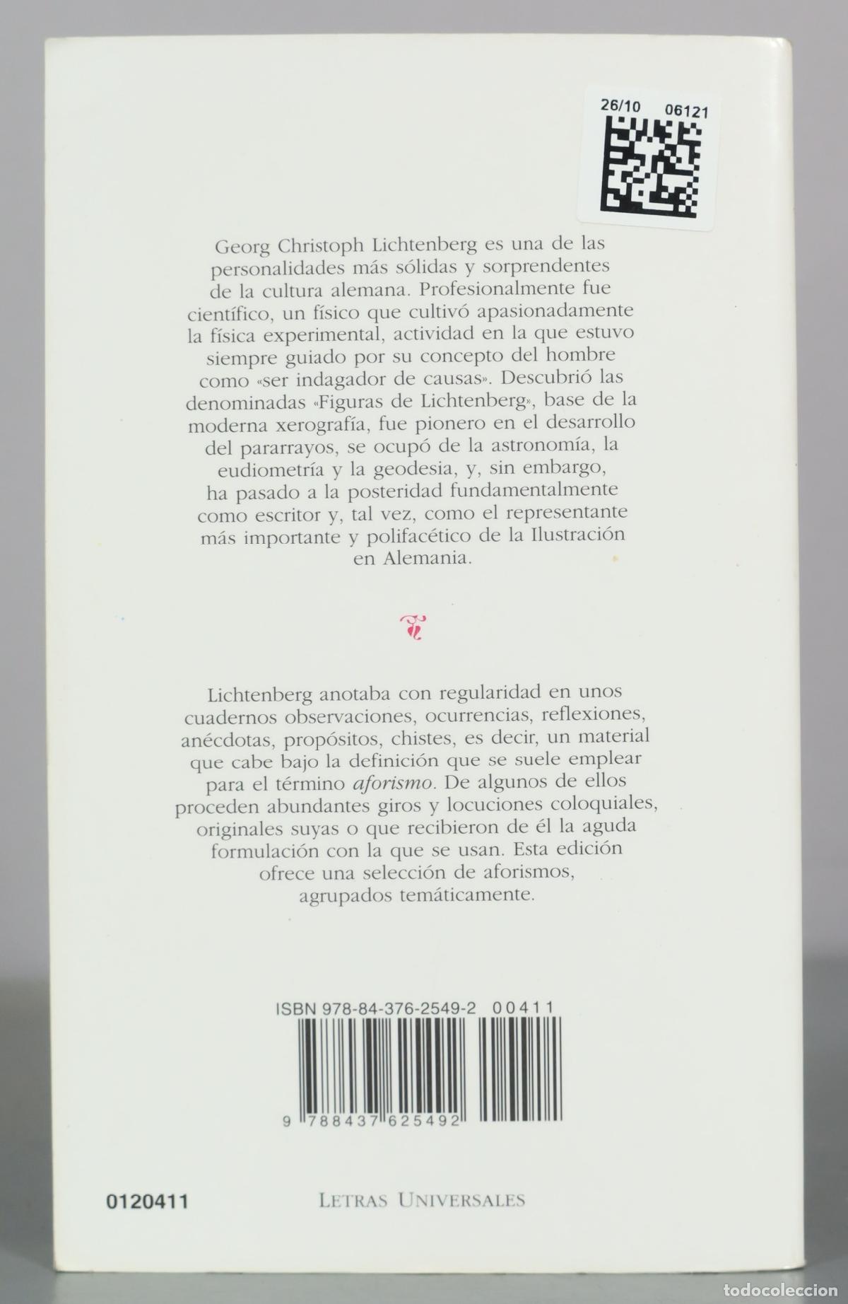 Libros de segunda mano: Aforismos - Georg Christoph Lichtenberg - C&aacute;tedra - Foto 2