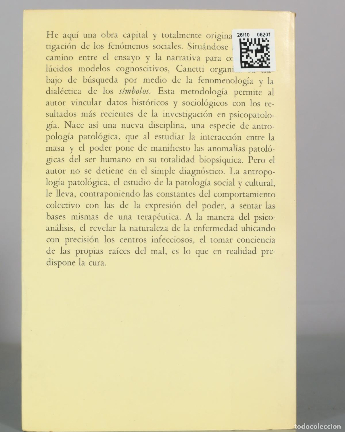 Libros de segunda mano: Masa y Poder - El&iacute;as Canetti - Muchnik Editores - Foto 2