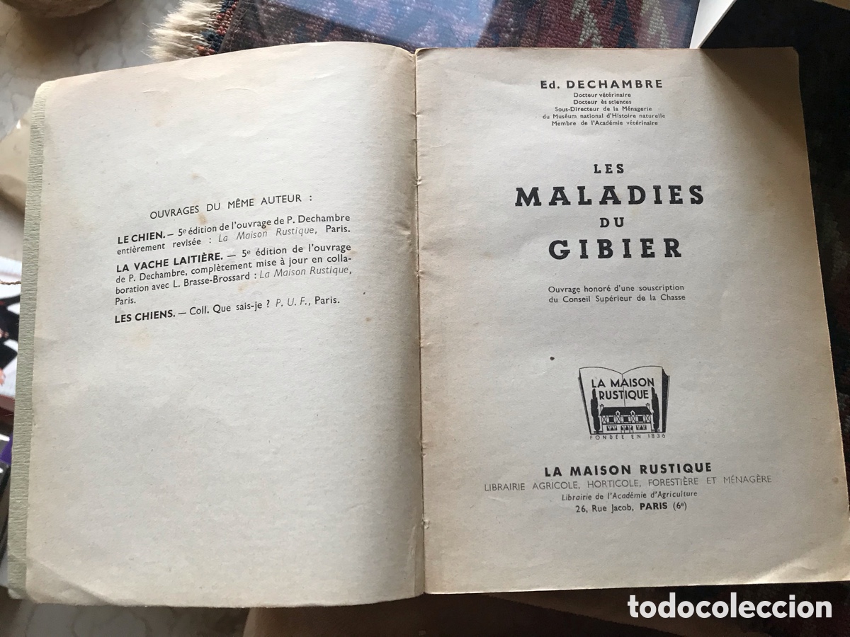 Libros de segunda mano: Maladies du Gibier. Dechambre. La maison rustique. Par&iacute;s - Foto 3