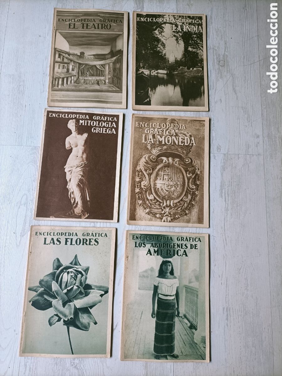 Libros de segunda mano: Lote 6 enciclopedia gr&aacute;fica. La India. El teatro. La moneda. Mitolog&iacute;a griega. Abor&iacute;genes Am&eacute;rica. L