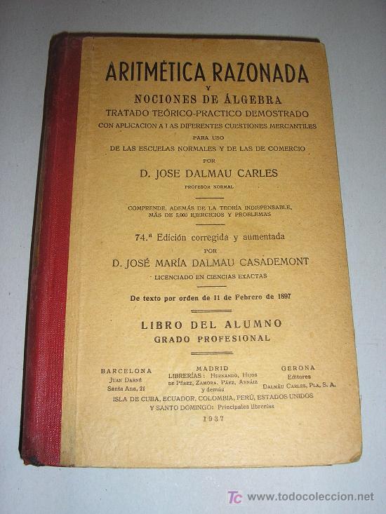 Libros de segunda mano: 1937 - ARITMETICA - JOSE DALMAU CARLES - Foto 1