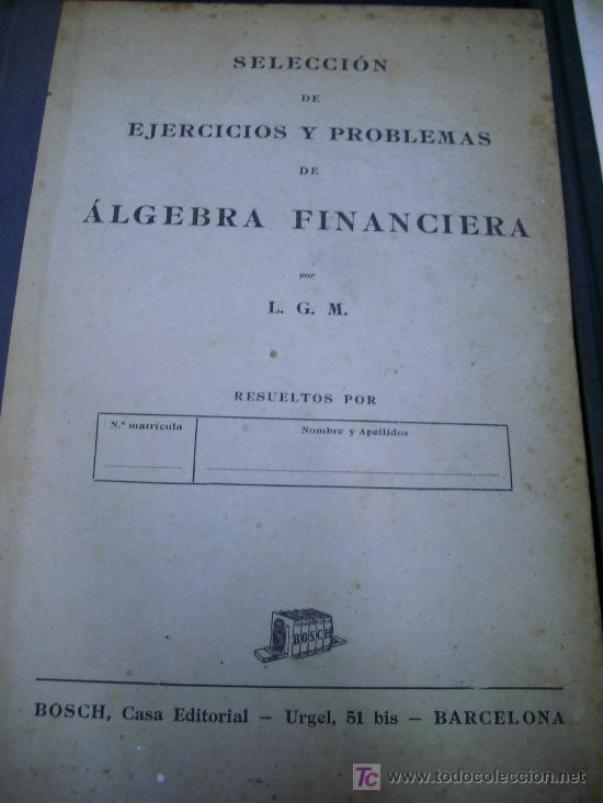 Libros de segunda mano: ALGEBRA FINANCIERA 1948 - Foto 1