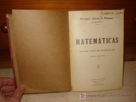 Libros de segunda mano: MATEM&Aacute;TICAS SEGUNDO CURSO DE BACHILLERATO - LIBRER&Iacute;A GENERAL 1938 - Foto 1