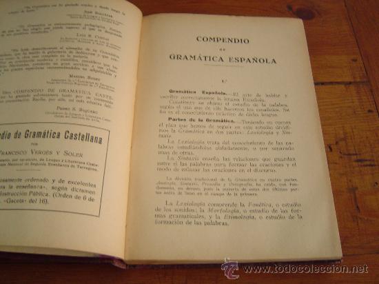 Libros de segunda mano: Antiguo libro de texto.Compendio de Gram&aacute;tica Espa&ntilde;ola. - Foto 3