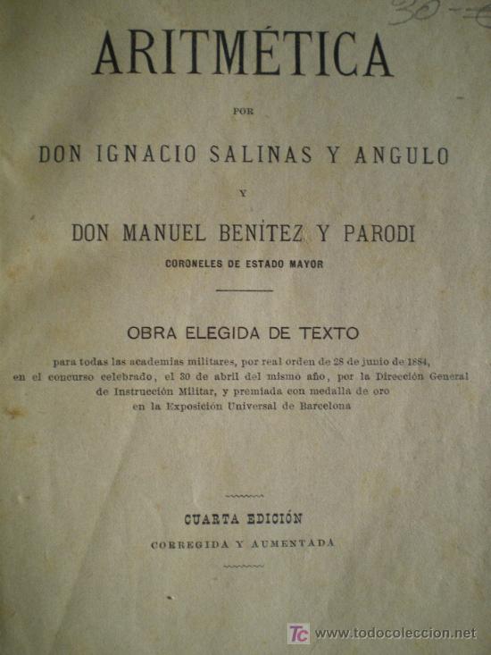 Libros de segunda mano: ARITM&Eacute;TICA &ndash; BENITEZ Y PARODI &ndash; (1898) - Foto 5