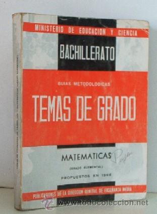 Libros de segunda mano: TEMAS DE GRADO - BACHILLERATO - MATEMATICAS - LIBRO ESCOLAR - Foto 1