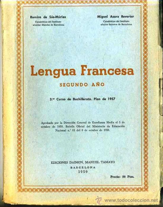 Libros de segunda mano: DAIMON : LENGUA FRANCESA 2&ordm; A&Ntilde;O (1959) - Foto 1