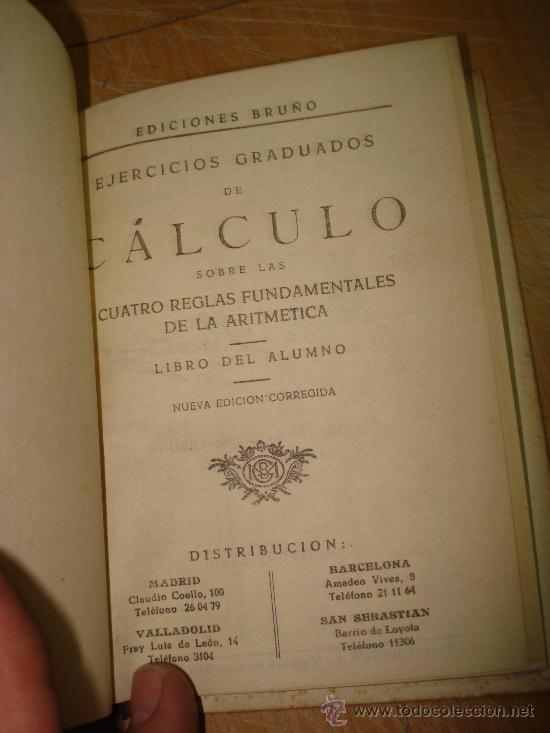 Libros de segunda mano: Antiguo Libro EJERCICIOS DE CALCULO de Ediciones BRU&Ntilde;O . A&ntilde;o 1952 . - Foto 4