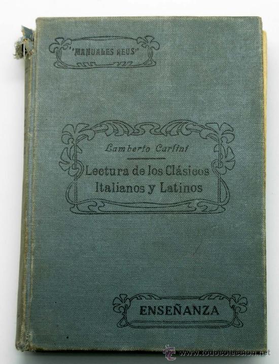 Livros em segunda m&atilde;o: Manuales Reus Ense&ntilde;anza Lectura Cl&aacute;sicos Italianos y Latinos Lamberto Carlini 1932 1&ordf; edici&oacute;n