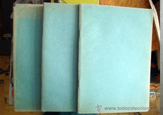 Libros de segunda mano: Lote de tres cuadernos nuevos de los a&ntilde;os 40-50 de rayas y pastas de estraza