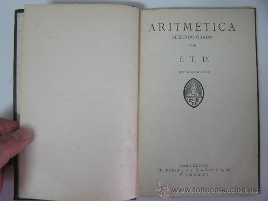 Libros de segunda mano: aritmetica segundo grado, f. t. d. ed, 1931, ed, ref libros texto REF AZC5 - Foto 5