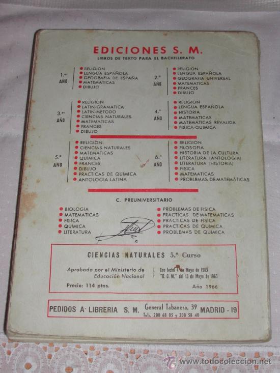 Libros de segunda mano: Libro de Texto CIENCIAS NATURALES 5&ordm; - Ediciones S.M. - A&ntilde;o 1.963. - Foto 2