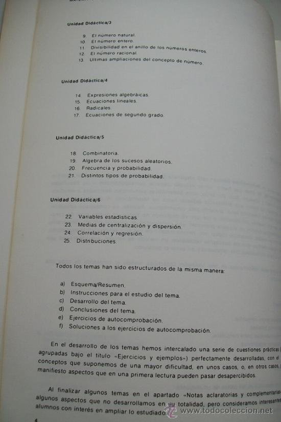 Libros de segunda mano: MATEM&Aacute;TICAS B&Aacute;SICAS, CURSO DE ACCESO DIRECTO A LA UNED.-1982 - Foto 5