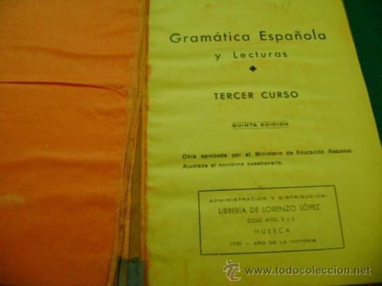 Libros de segunda mano: Libro gram&aacute;tica espa&ntilde;ola y lecturas, Basilio La&iacute;n Garc&iacute;a, 3&ordm;, - Foto 1
