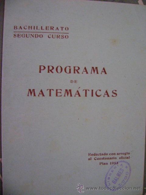 Libros de segunda mano: Libro matem&aacute;ticas, Alfonso Gironza, 2&ordm;, 1956. Con programa - Foto 4