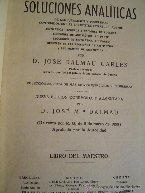 Libros de segunda mano: Antiguo libro de escuela Soluciones Analiticas.Libro del Maestro. - Foto 2
