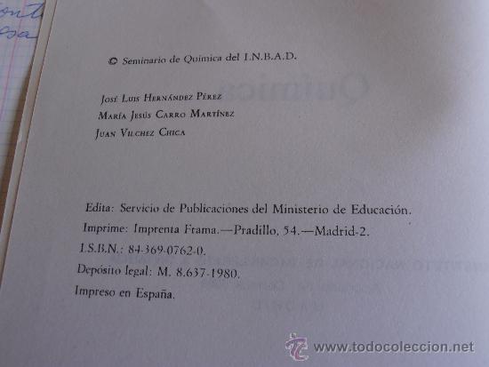 Libros de segunda mano: QUIMICA DOCUMENTO 3, C.O.U., INBAD - Foto 4