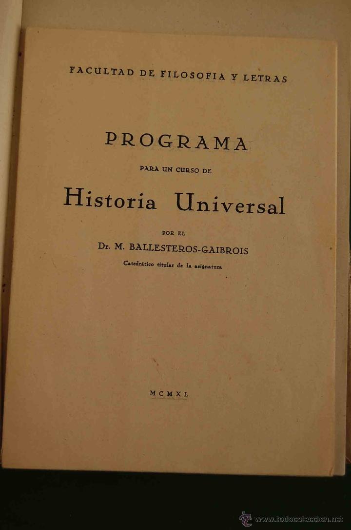 Libros de segunda mano: curso de historia universal, a. ballester-beretta 1941madrid + programa - Foto 2