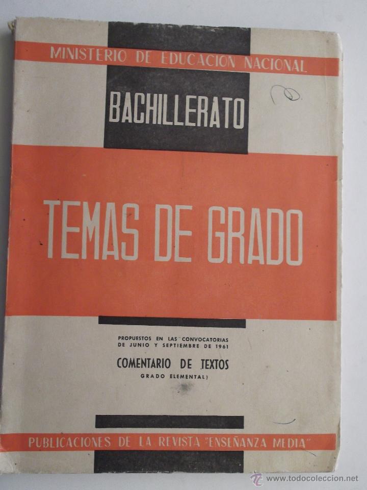 Libros de segunda mano: Temas de Grado - Comentario de Textos del a&ntilde;o 1961. - Foto 1