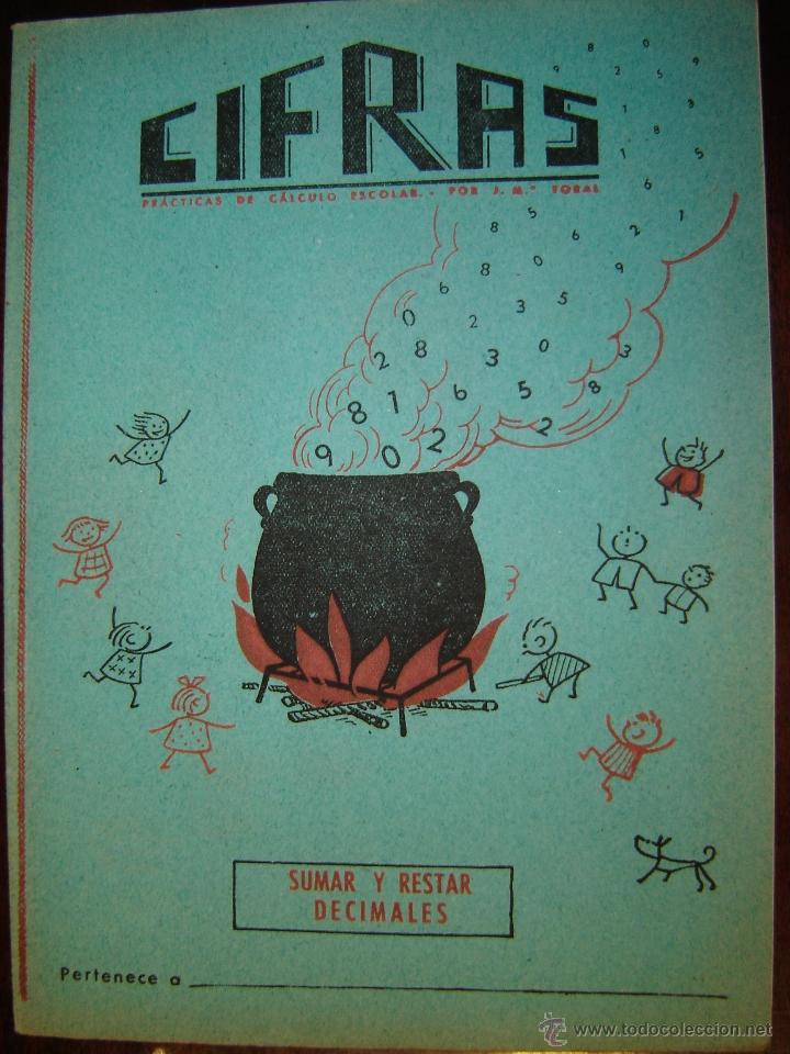 Libros de segunda mano: Cuaderno CIFRAS, Sumar y Restar Decimales (1958) - Foto 1