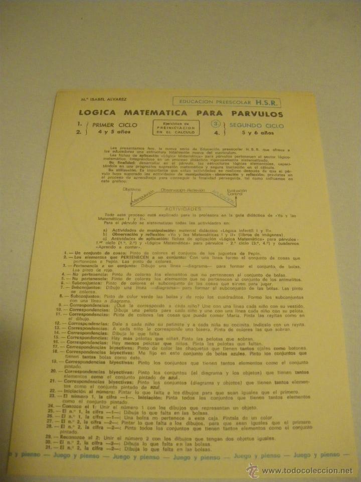 Libros de segunda mano: L&oacute;gica matem&aacute;tica para p&aacute;rvulos. M&ordf; Isabel Alvarez. 1980 - Foto 1