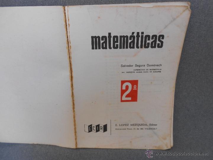 Libros de segunda mano: MATEMATICAS 2&ordm; DE BACHILLERATO DE S. SEGURA - Foto 2