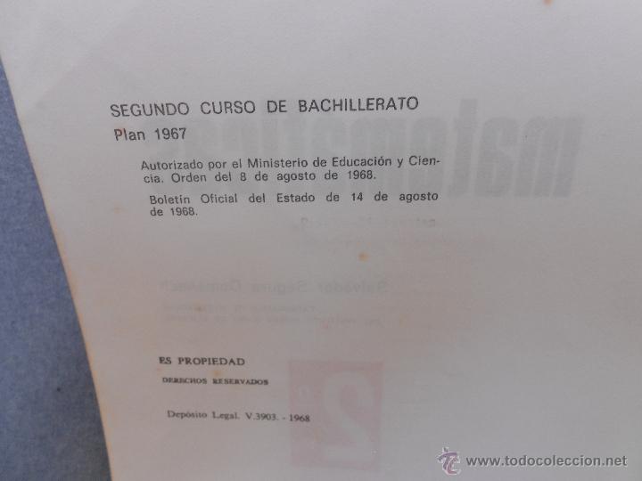 Libros de segunda mano: MATEMATICAS 2&ordm; DE BACHILLERATO DE S. SEGURA - Foto 3