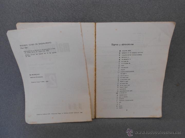 Libros de segunda mano: MATEMATICAS 2&ordm; DE BACHILLERATO DE S. SEGURA - Foto 4