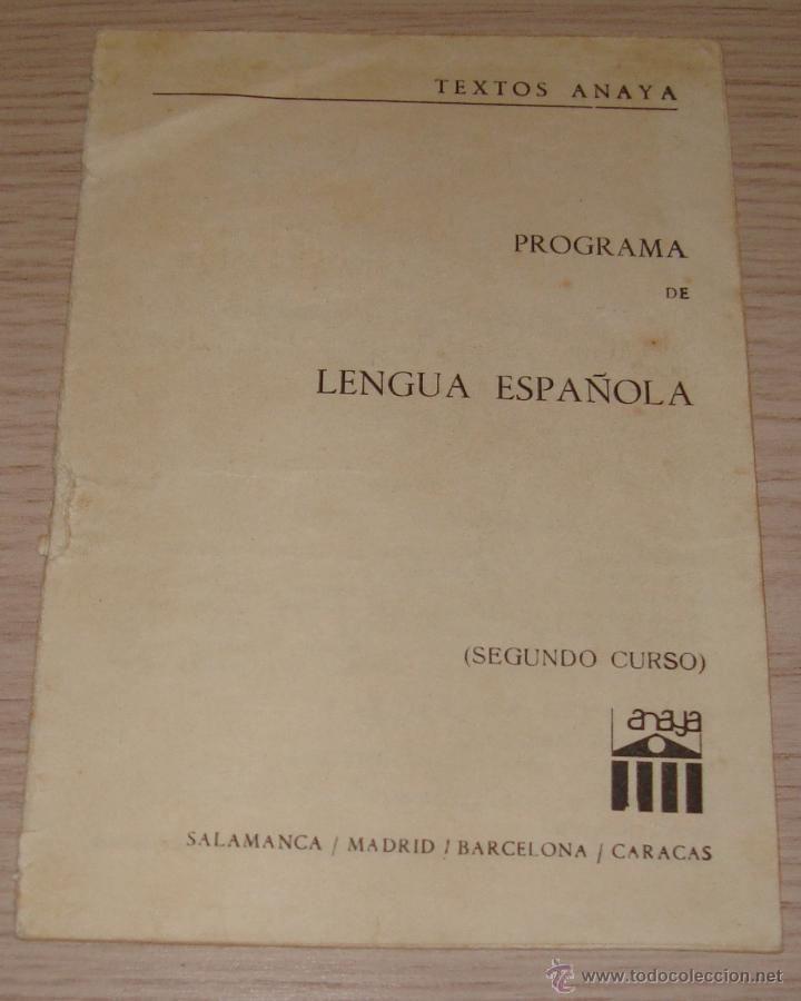 Libros de segunda mano: PROGRAMA DE LENGUA ESPA&Ntilde;OLA 2&ordm; CURSO ANAYA - Foto 1