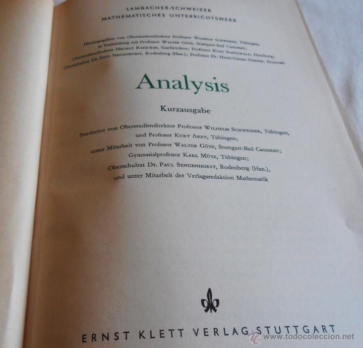 Libros de segunda mano: LAMBACHER SCHWEIZER, ANALYSIS, KURZAUSGABE - Foto 2