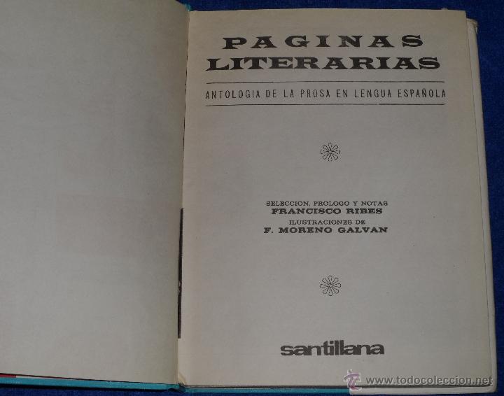 Libros de segunda mano: P&aacute;ginas Literarias - Santillana (1965) - Foto 2