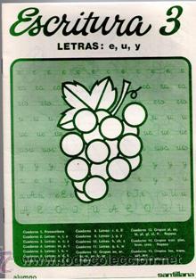 Libros de segunda mano: Escritura 3, letras e, u, y, Santillana - Foto 1