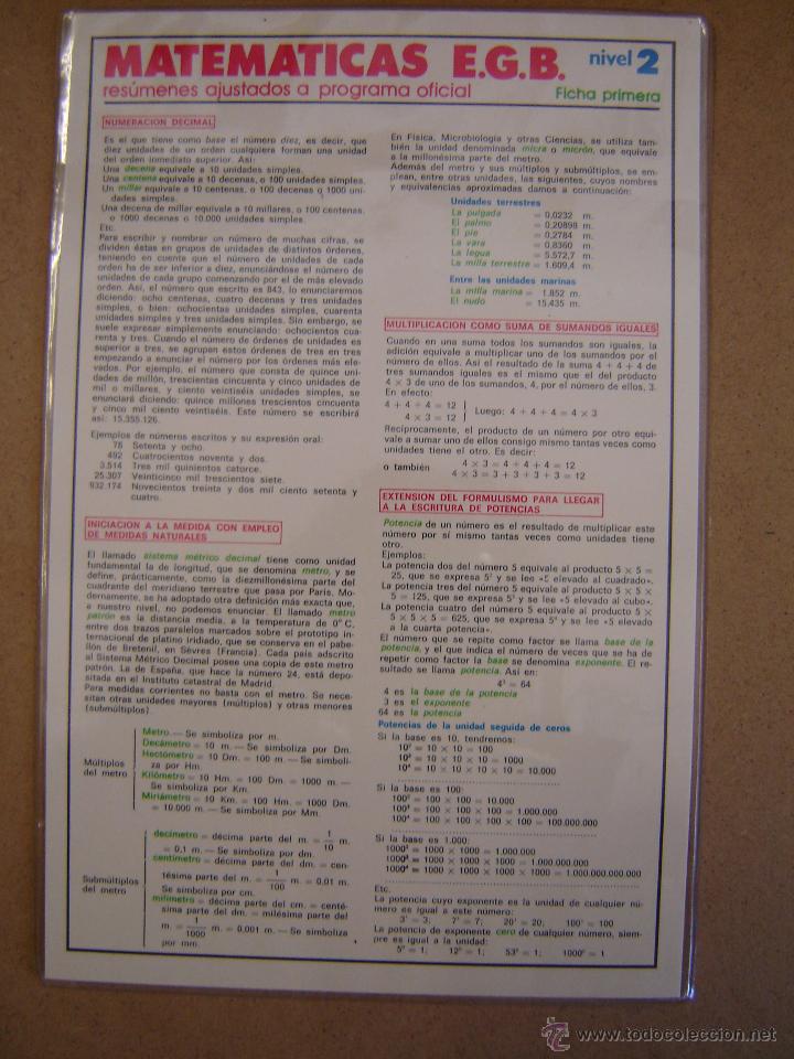 Libros de segunda mano: Fichas de Matem&aacute;ticas E.G.B. nivel 2 - Ficha 1&ordf; y 2&ordf; - Foto 2